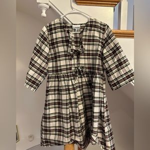 Ganni plaid ribbon babydoll dress size 36 (4)